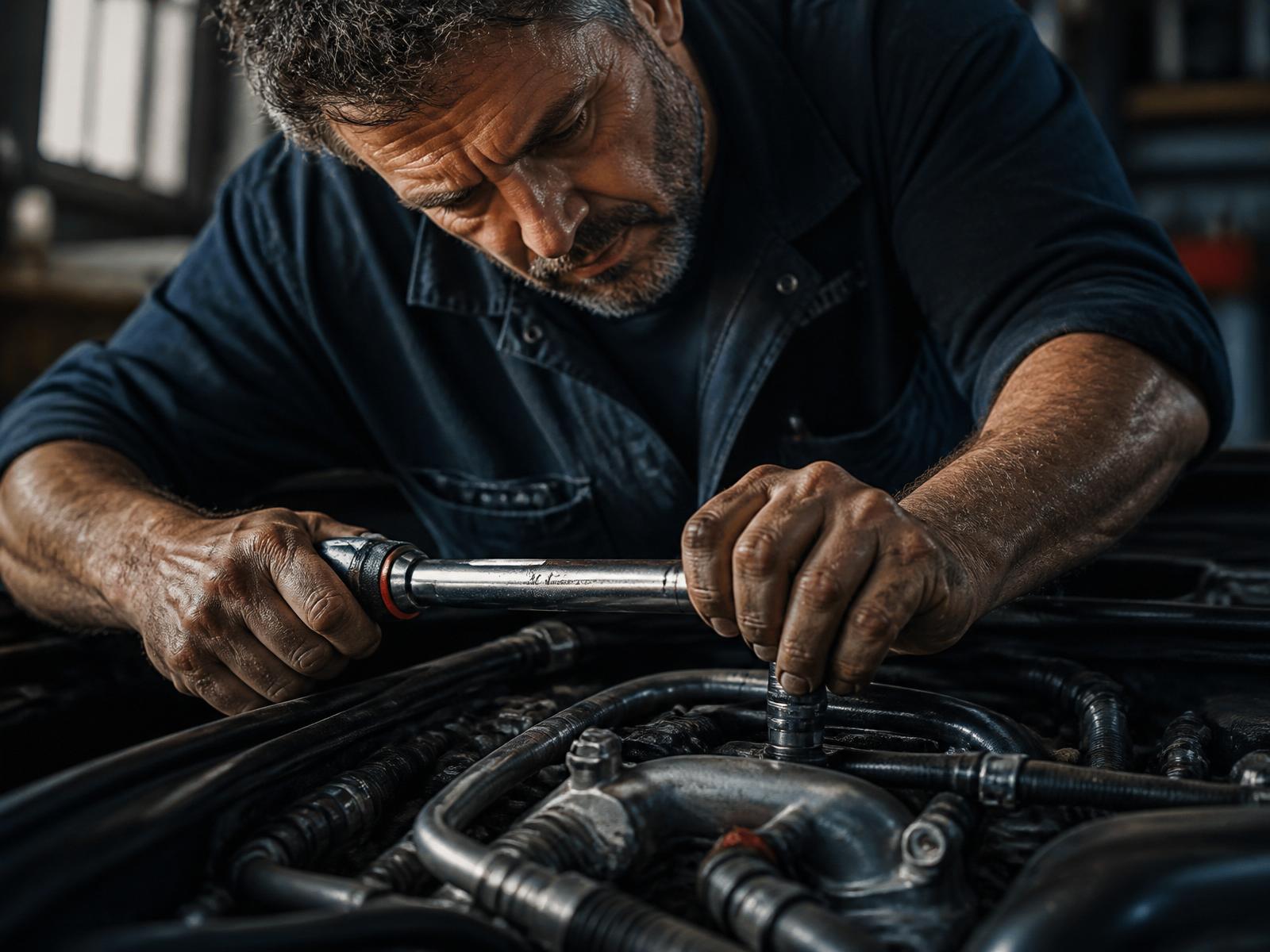 Mani al lavoro sul motore